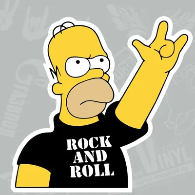 Наклейка \"Гомер Симпсон: Rock and Roll\"