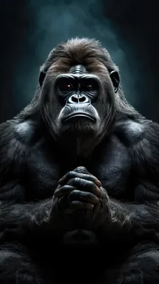 Величественная горилла сидит в глубоком созерцании обои для телефона |  Премиум Фото