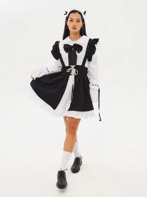Женский костюм горничной из аниме, черно-белое платье-фартук, платья  Лолиты, костюм для кафе, костюм для косплея, униформа служанки японской  горничной | AliExpress