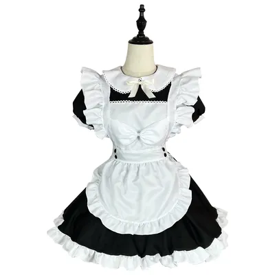 Купить Черные милые костюмы горничной Лолиты для девочек и женщин, милый  карнавальный костюм горничной, платье | Joom