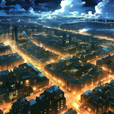 Ночной город, вид сверху, симметрично…» — создано в Шедевруме