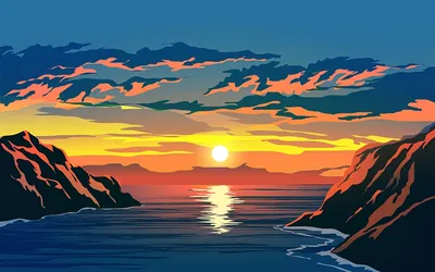 Модульная картина Закат, море, горы – ART-VEK