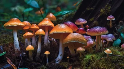 грибы в лесу растут разными цветами, фото галлюциногенных грибов фон  картинки и Фото для бесплатной загрузки