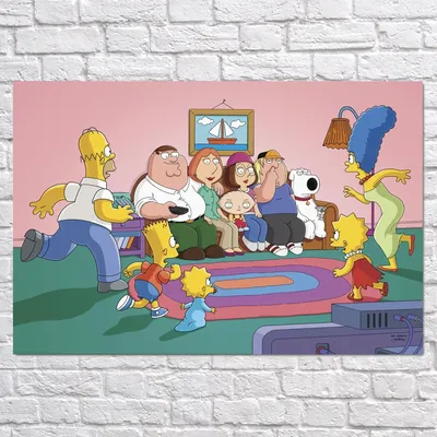 Плакат \"Гриффины и Симпсоны, Simpsons, Family Guy\", 40×60см (ID#874130687),  цена: 190 ₴, купить на Prom.ua