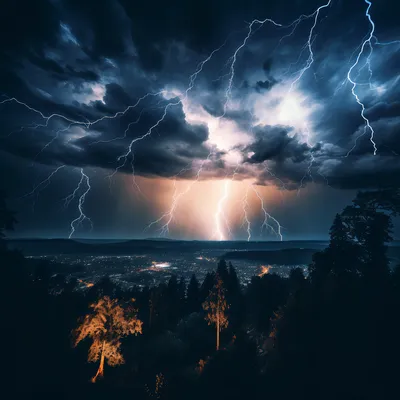 Lightnings На Город Небоскребов В Гроза — стоковые фотографии и другие  картинки Большой город - Большой город, Буря, Молния - iStock
