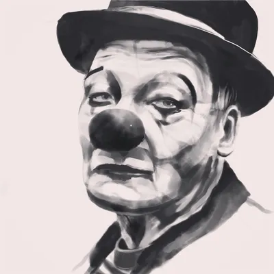 Иллюстрация Грустный клоун в стиле портрет | Illustrators.ru