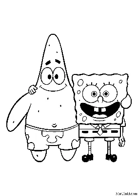 Губка Боб и Патрик — раскраска для детей. Распечатать бесплатно.
