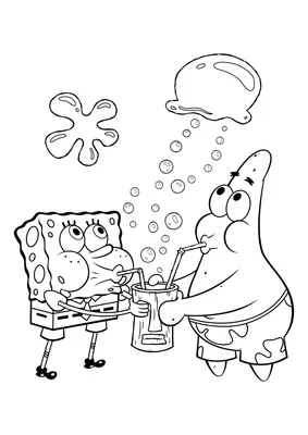 Губка Боб и Патрик на море — раскраска для детей. Распечатать бесплатно.