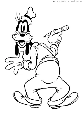 Раскраска Гуфи-художник | Раскраски героев диснеевских мультиков: Гуфи Гуф  (Goofy Goof)