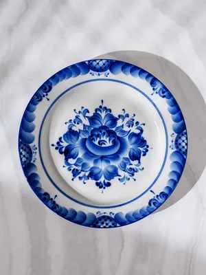 Декоративная тарелка Гжель, 17.5 см - купить по доступным ценам в  интернет-магазине OZON (244956492)
