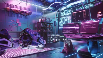 Cyberpunk Room 3D Wallpaper by shanevmm | RenderHub Wallpapers