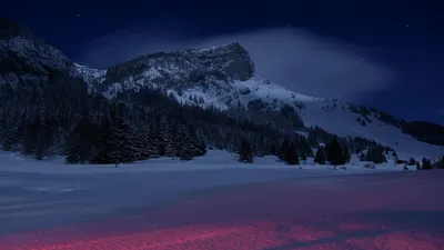 Скачать 1920x1080 горы, ночь, зима, снег, пейзаж, франция обои, картинки  full hd, hdtv, fhd, 1080p