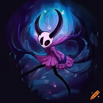 Mystical and vibrant anime-inspired artwork of characters from hollow knight  on Craiyon