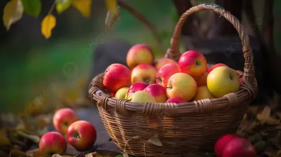 Обои полная корзинка спелых яблок