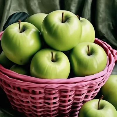 Красно-зеленые яблоки в корзинке на белом фоне Stock Photo | Adobe Stock