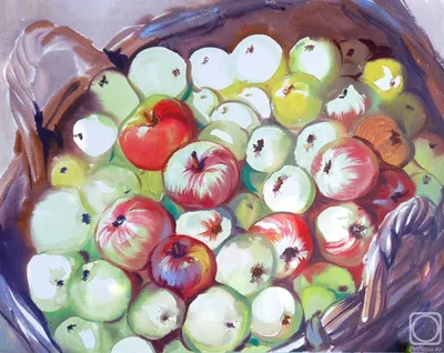 сочные зеленые яблоки в корзине на белом :: Стоковая фотография ::  Pixel-Shot Studio