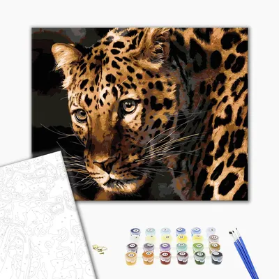 Фото обои Животные Кошки Леопард Дикая Природа 254x184 см 3Д Ягуар на  черном фоне (10148P4)+клей купить по цене 850,00 грн
