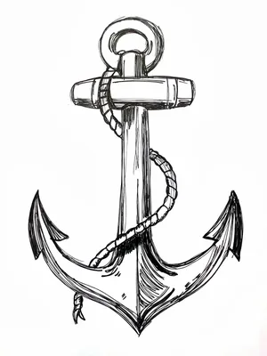 Иллюстрация вектора силуэт якоря для логотипов и пиктограмм. Якорь черный  значок. Рисунок руки в морском стиле. Иллюстрация вектора - иллюстрации  насчитывающей чертеж, логос: 176491555