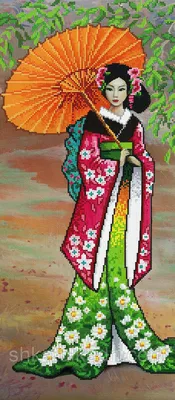 10.520 Японская девушка с зонтиком Канва жесткая с рисунком для вышивки  Gobelin L по доступным ценам купить недорого Айпа в Москве и СПб, фото,  цена, отзывы
