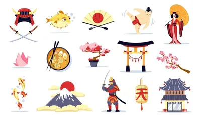 Традиционные японские символы - векторная графика