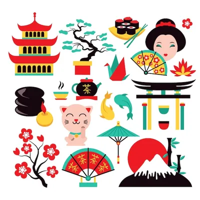 Набор символов японии | Премиум векторы