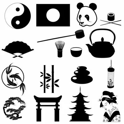 Японские символы и значения кандзи | Премиум векторы