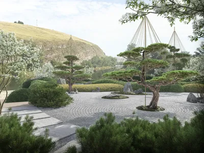 Японский сад как картина в музее