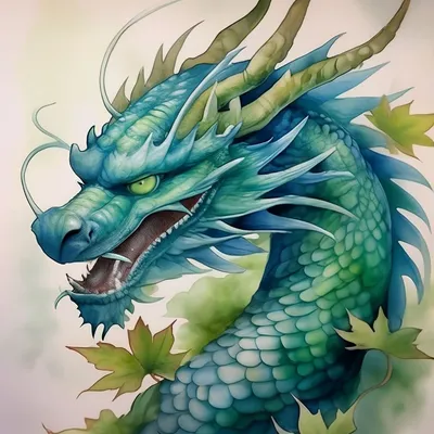 Императорский японский дракон сине-…» — создано в Шедевруме