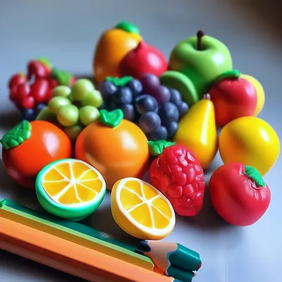 фрукты разные яркие лежат на столе и есть место для надписи Stock Photo |  Adobe Stock