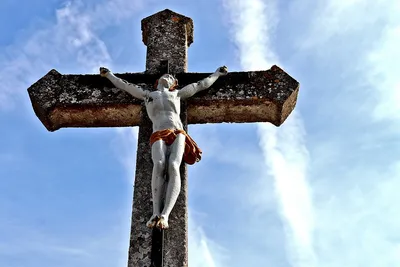 Распятие Иисуса Христа на деревянном кресте. Чернёное олово. Артикул: 077.3t