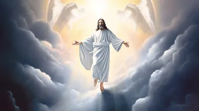 Иисус виден летящим в воздухе, картина второго пришествия Иисуса, скоро,  знак фон картинки и Фото для бесплатной загрузки