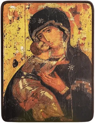 Старинная икона на металле Пресвятая Богородица Владимирская. Россия,  Москва 1895 год | салон Наследие Предков