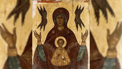 Купить Иверскую икону Божьей Матери. Копия афонской иконы на холсте.