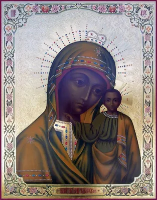 Самая красивая икона Пресвятой Богородицы современная работа, натуральные  камни, роспись цена 210 тысяч рублей