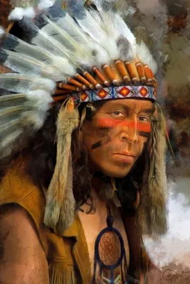 Вождь индейцев, крупный план, …» — создано в Шедевруме