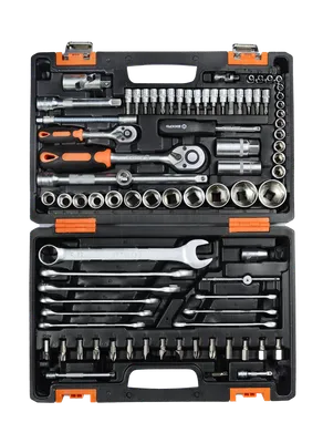Набор инструментов, 1/2\" , 1/4\" , CrV, пластиковый кейс 82 предмета Вихрь —  купить за 7 290 р. в официальном интернет-магазине в Москве