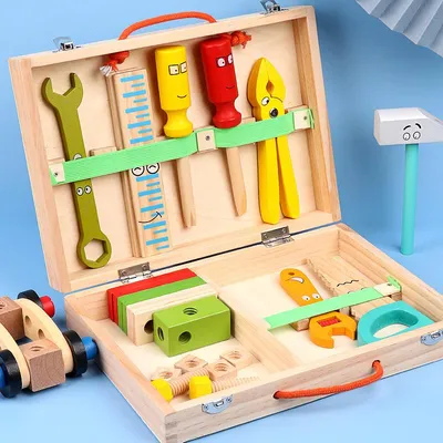 Купить Новый детский набор инструментов «сделай сам», развивающие игрушки,  имитация ремонта, ящик для инструментов, деревянные игры, обучающие  инженерные головоломки, игрушки для мальчиков | Joom