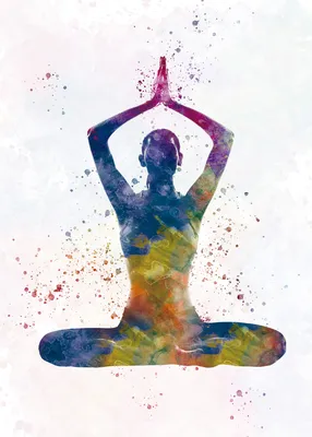 Плакат, Картина Young woman practices yoga in watercolor | Дарки, Cтоки |  Posters.bg