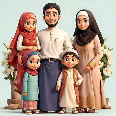 Красивая мусульманская семья | Премиум Фото