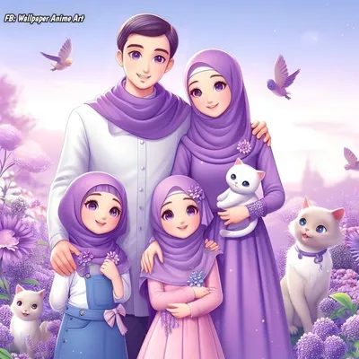 Мусульманская семья приветствует иллюстрацию исламского праздника | Премиум  векторы