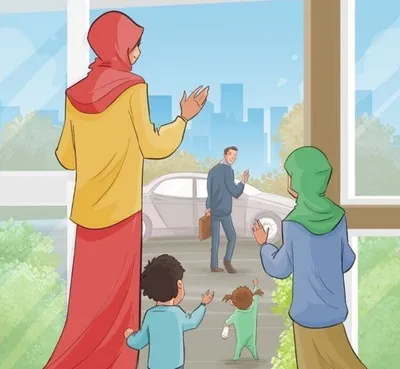 Исламская семья: отец, мама и дочь читают книгу | Премиум векторы