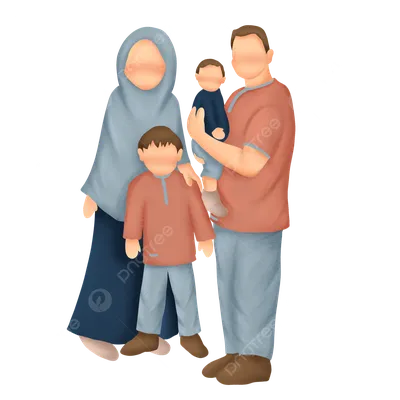 Счастливый Мусульманский Семья В Традиционном Костюме Клипарты, SVG,  векторы, и Набор Иллюстраций Без Оплаты Отчислений. Image 38109396
