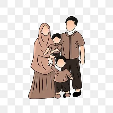 иллюстрация мусульманской семьи с сыном и сладкими цветами PNG ,  мусульманская семья, семья с сыном, семья PNG картинки и пнг PSD рисунок  для бесплатной загрузки
