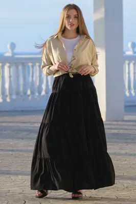Юбка длинная чёрного цвета - Платья в храм, православная одежда,Юбки,цена  от 3000 руб. - Длинная ярусная юбка в стиле бохо