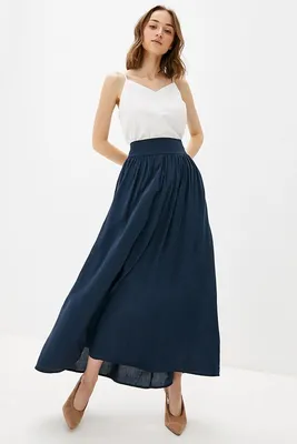 Длинная юбка на кокетке - артикул B470027, цвет DARK NAVY - купить по цене  1049 руб. в интернет-магазине Baon