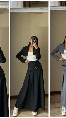 Купить классическую длинную юбку черную из натурального шелкового двойного  крепа высокой плотности