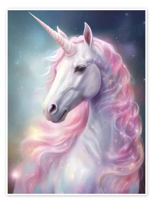 Pink Glitter Unicorn print by Dolphins DreamDesign | Posterlounge