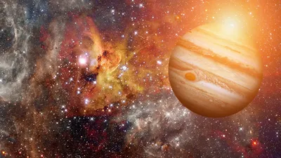 Планета Юпитер в космосе стоковое изображение. изображение насчитывающей  исследование - 185404915