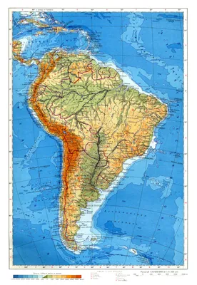 Рельефная карта Южной Америки [7987x10481] | Пикабу