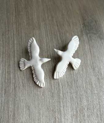 Женские серьги \"Две голубки\" ручной работы из полимерной глины в магазине  «Rrrings!» на Ламбада-маркете